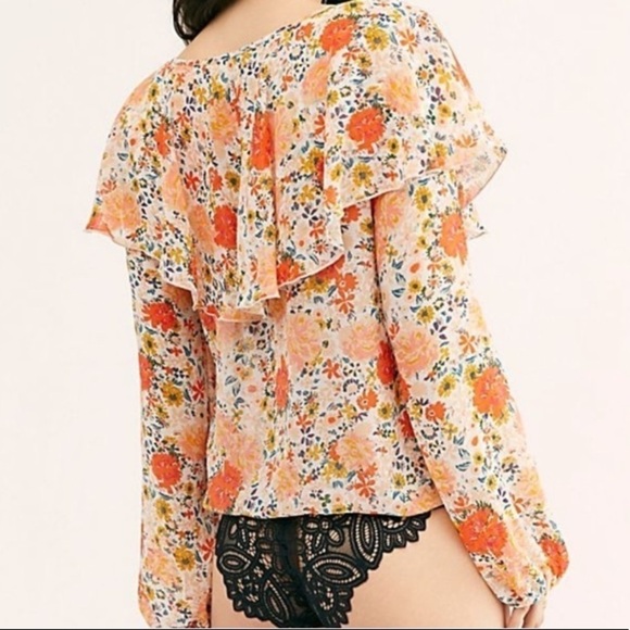 Free People Say It To Me Floral Bodysuit Long Sleeve Small Girly Feminine Boho - Picture 6 of 16